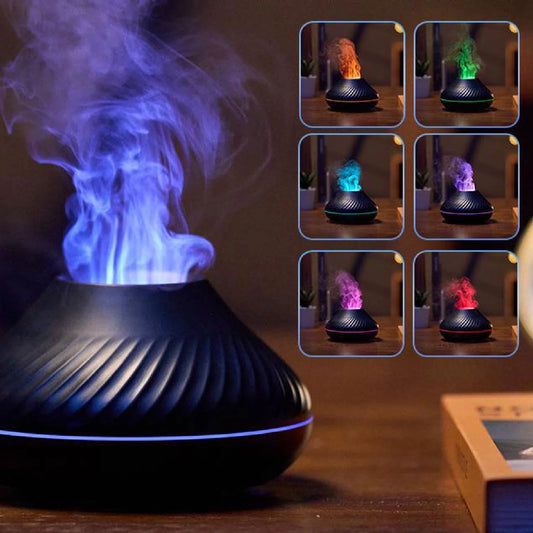 Flame Air Diffuser,  130ML Essential Oil Flame Diffuser Humidifier with Fire LED Light, No Water Auto off Protection