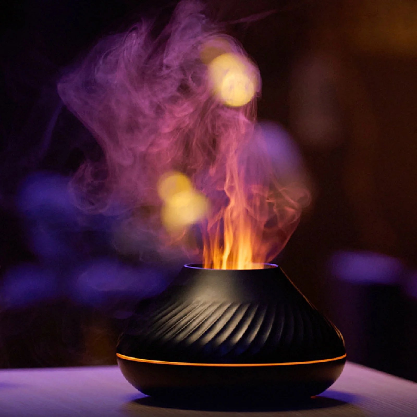 Flame Air Diffuser,  130ML Essential Oil Flame Diffuser Humidifier with Fire LED Light, No Water Auto off Protection