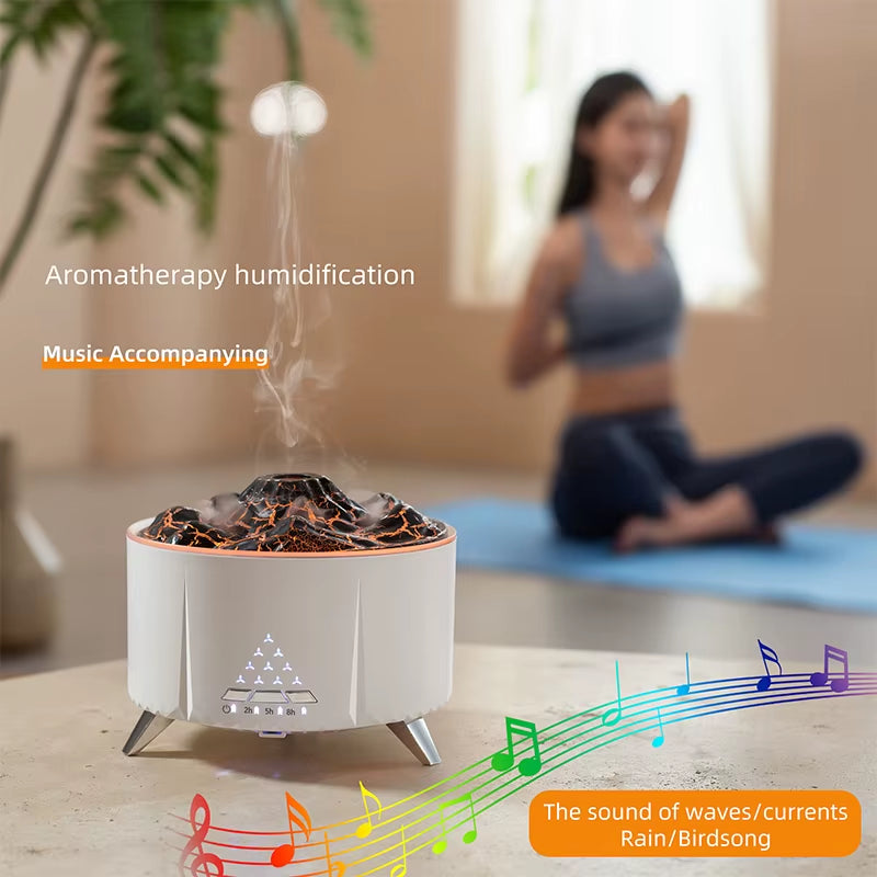 Volcano Aromatherapy Diffusers Humidifiers 3D Simulated Flame Air Humidifier Smoke Ring Spray Room Fragrance with Remote Control