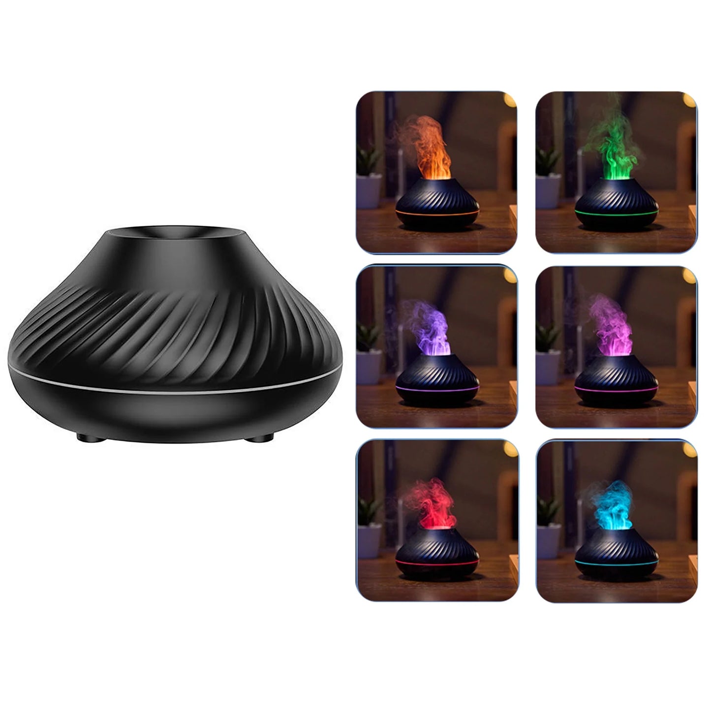 Flame Air Diffuser,  130ML Essential Oil Flame Diffuser Humidifier with Fire LED Light, No Water Auto off Protection